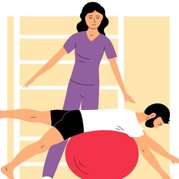 Vetor de Fisioterapeuta ministrando Aula de PIlates Solo
